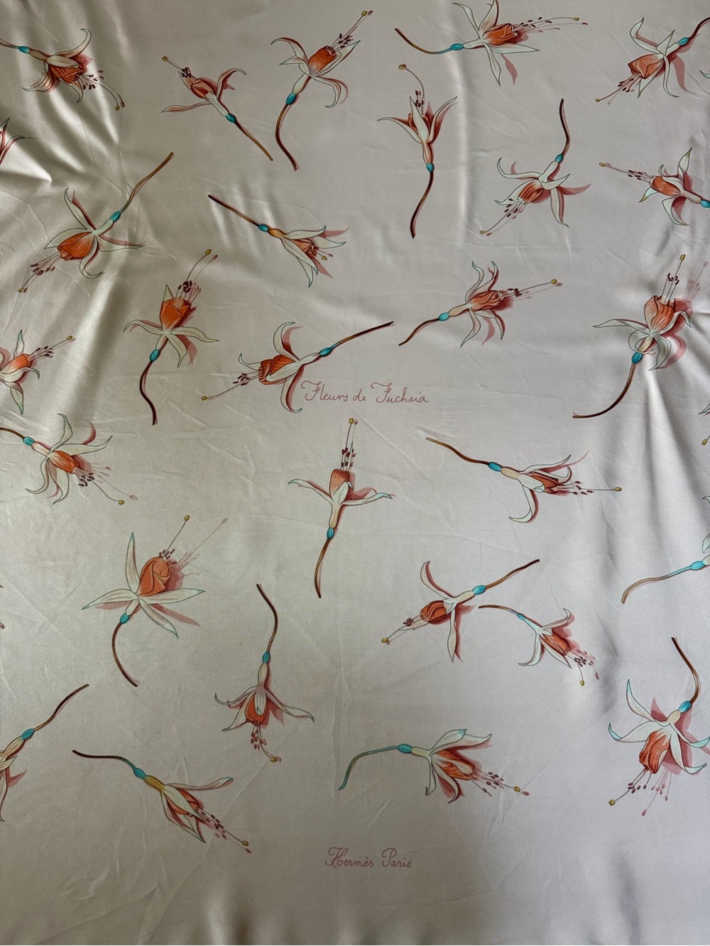 Hermes Fleurs De Fuchsia Silk Scarf. - Picture 1 of 16